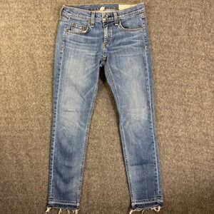 Rag &‎ Bone Women's Capri Jeans Size 24 Distressed Hem Cropped Light Wash Denim